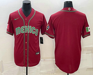 Men%27s Mexico Baseball Blank 2023 Red World Baseball With Patch Classic Stitched Jerseys->2023 world baseball classic->MLB Jersey